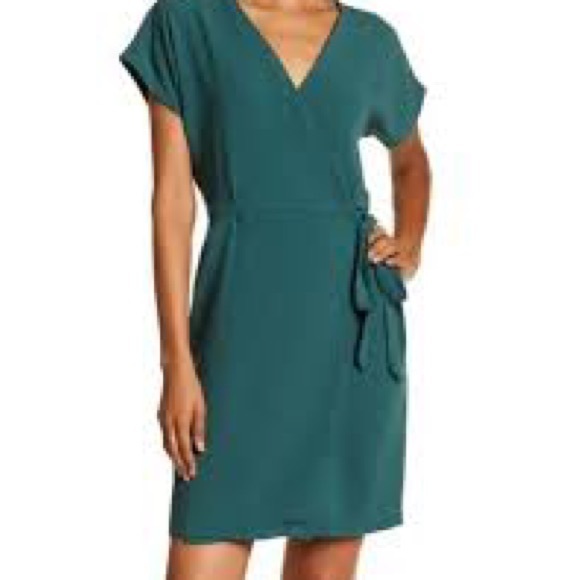 Bobeau Wrap Dress | Teal/Emerald Green | Size S - Picture 5 of 7